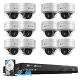 4COVR 16 Channel PoE Security Camera System AI Human/Vehicle Detection, 12Pcs IK10 Vandal-Proof 5MP Wired Commercial Dome IP Camera IP67, 16CH 4K NVR 4TB, Business Surveillance Outdoor, LY54AX5M1612