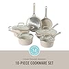 Martha Stewart Heathland Premium Nonstick PFA Free Ceramic Interior 10-Piece Tapered Aluminum Cookware Set - Taupe #1