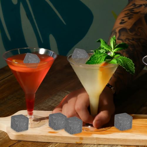 JECOMPRIS Wiederverwendbare Whisky Steine Aus Granit Hygienische KüHlsteine FüR Whiskey Cocktails Und GeträNke Schnelle KüHlung Ohne GeschmacksbeeinträChtigung Ideal FüR Zuhause