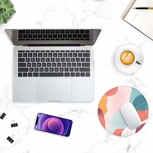 ITNRSIIET Round Mouse Pad with Stitched Edge Premium-Textured Waterproof Non-Slip Rubber Base Desktop Protection Mat Diameter 8.7 inches, Art Style Pattern - Thumbnail 7