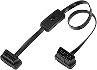 Vista 3 de Halokny Cable de extensión OBD2, cable de extensión OBDII ultrafino macho a hembra, cable de extensión OBD de 16 pines, 2 cables planos, diagnóstico