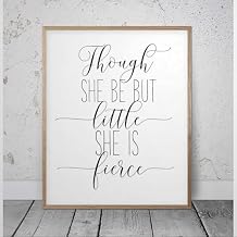 Pealrich Wall Decor Sign, Though She Be But Little She Is Fierce, Shakespeare Quote, Nursery Wall Hanging Art, Girls Room Decor, Nursery Prints, Baby Girl, Wood Framed Sign, 8 X 12 Inch