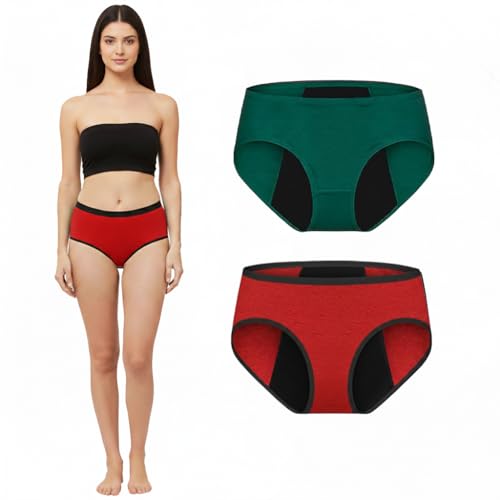 Image of DIVING DEEP Women's Period Panty | Pack of 2 Leakproof Menstrual Underwear | Heavy Flow Protection | Reusable & Washable Period Panties for Women & Teens