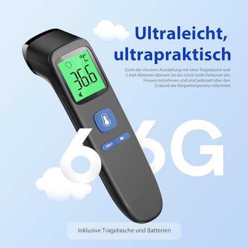 Viproud Termómetro de Fiebre para Bebés, Niños y Adultos, Termómetro Frontal sin Contacto, Infrarrojo Digital con Lecturas Precisas Instantáneas, Alarma de Fiebre y 35 Recuperaciones de Memoria - imagen 7