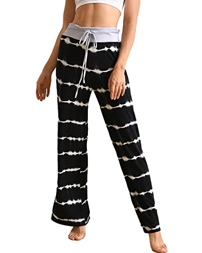 Image of NEWCOSPLAY Women's Comfy Pajama Pants Casual Drawstring Palazzo Lounge Wide Leg Pants