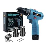 Furadeira Parafusadeira 12V 2AH com Bateria de Íon de Lítio, Torque 35Nm, Mandril 10mm Sem Chave, Inclui 2 Baterias, Carregador e 2 Pontas Duplas – Ideal para Uso Contínuo