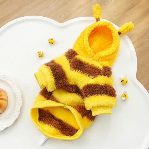 MYLLJBD Hundemantel Bienenkostüm mit Kapuzenpullover für Haustiere, Halloween-Kostüm und Kleidung für Katzen-Bienentransformation-S