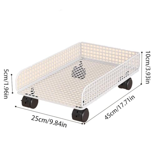Soporte para CPU con carrito móvil, base para gabinete, con polea, color blanco miniatura 2