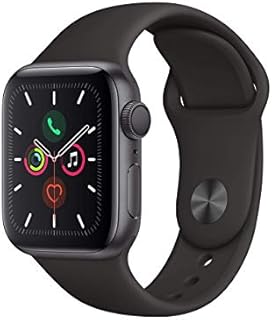 Apple Watch Series 5 (GPS, 40mm) - Space Grey Aluminium Case with Black Sport Band (Renewed)