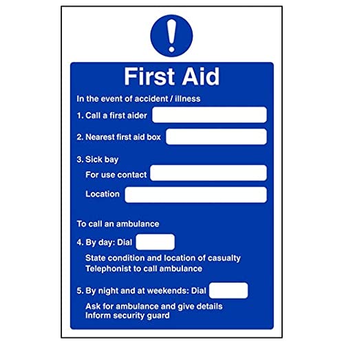 V Safety Fire Action - First Aid Action - 200 x 300 mm Safety Sign, Multi, 200x300mm