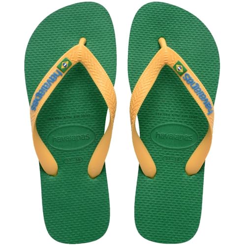Chinelo Havaianas Brasil Logo Feminino - Cor Verde Amarelo (BR, Adulto, Faixa Numérico, 35, 36)