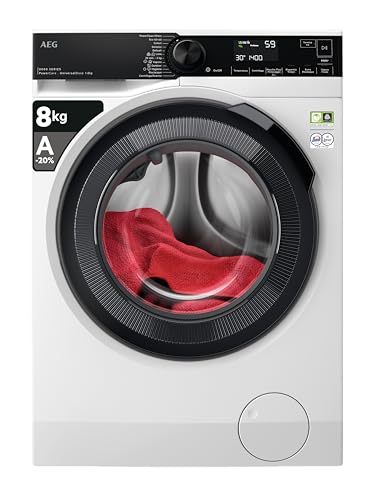 AEG Serie 8000 Lavadora de carga frontal LR8H84BBY con tecnología PowerCare, cajón UniversalDose, capacidad 8 kg, blanco [Clase de eficiencia energética A]