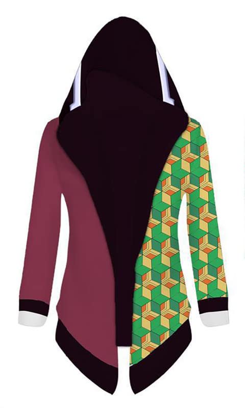 QYIFIRST Men's Women's Anime 3D Print Hoodie Sweatshirt Giyu Tomioka Cloak Hoodie Long Sleeve Wind Jacket Coat Cosplay Costume Green L (Chest 110 cm)