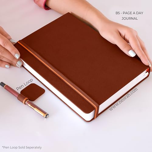 Image of NEORAH -B5 DOTTED | 368 Pages - 110 Gsm | PAGE A DAY JOURNAL (25x17.5 cm)-Hardcover Dot Grid Notebook |Back Pocket |3 Silk Book Mark - Completely HANDMADE for Journaling,Note Taking- BROWN