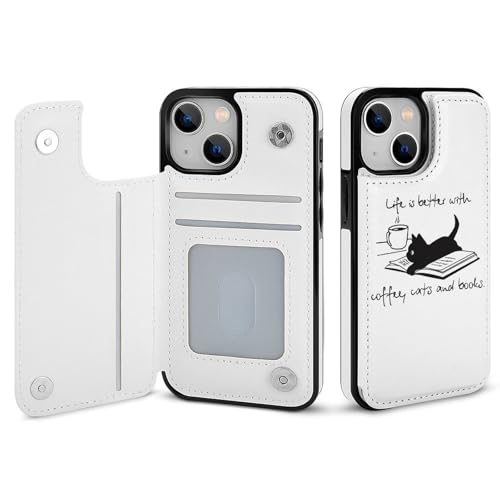 適用 iPhone15ProMax用ケース 手帳型 黒猫 おもしろ かわいい 猫柄 スマホケース カード収納 スタンド機能 アイフォン15ProMaxケース 耐衝撃 PUレザー カバー 財布型 Case