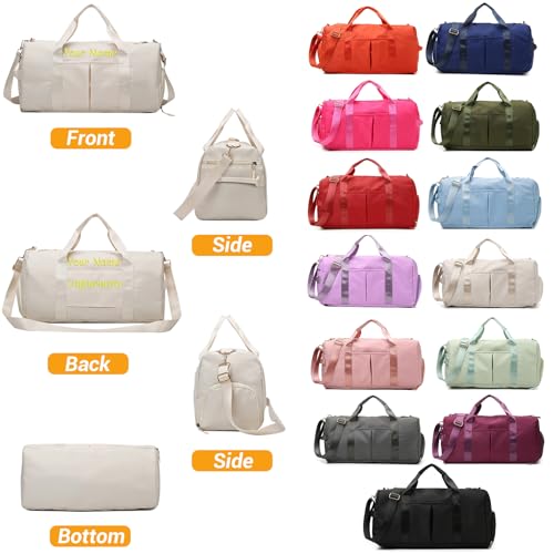 Custom Duffle Bag, Personalized Travel Bag Purely hand embroidered name logo, Gym Bag for Women/Men, with separate wet and dry pockets and shoe bags3