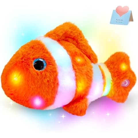 Glow Guards 12" Glowing Goldfish Plush Light Up Stuffed Animals Soft Plush Pillow Birthday Gifts for Toddler Kids Girls Boys Friends Cover
