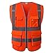 Produktbild UNINOVA Warnweste mit mehreren Taschen, reflektierendes Netzgewebe, atmungsaktiv, Arbeitskleidung, ANSI/ISEA-Standards (4X-5X, orangefarbenes Mesh)