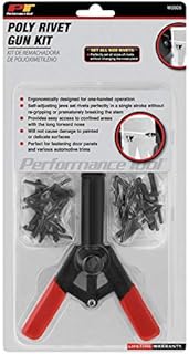 Performance Tool W2005 One-Handed Poly Rivet Gun Kit with Long Stem Riveter, Black and Red (41pc)