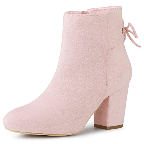 Allegra K Women's Round Toe Block Heel Zipper Lace Up Ankle Boots