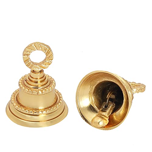 Wonderlist Handicrafts 2'' Height Indian Brass Bells Jingle For Home Door Décor, Crafts, Chimes, Christmas Cow Pet Craft Decorations (10), Golden, 2*1.8 Inches (Se45Rt7) #TOP1