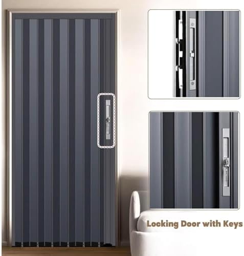 Aluminum Accordion Closet Doors - Space-Saving Sliding Design with Lock for Home & Office - Durable, Modern, Easy to Install, Pleated Folding Doors