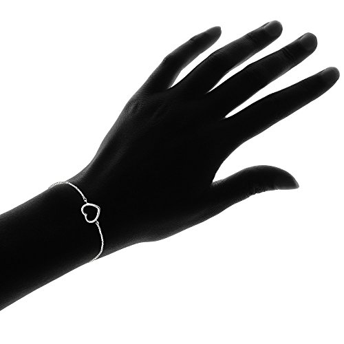 Image of Hoops & Loops Sterling Silver Open Heart Polished Adjustable Bracelet