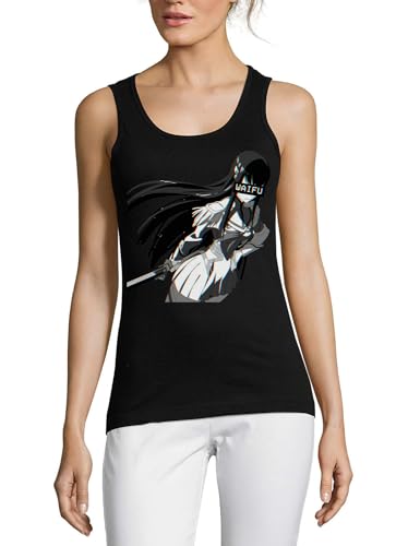 Camiseta sin mangas de algodón Atspauda Anime 109 para mujer en color negro