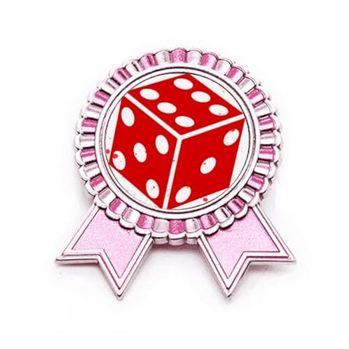 Broche rose casino dés rouges métal M rompre la monotonie d'un blazer