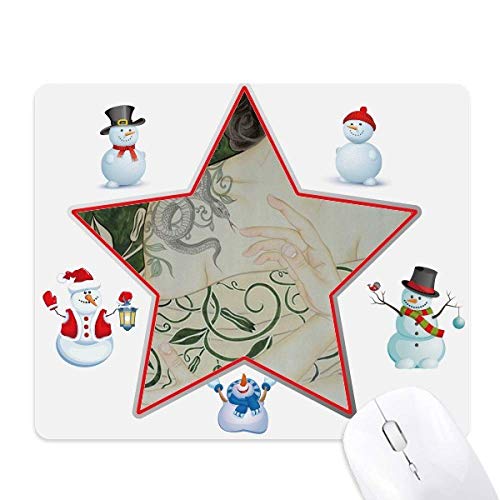 Tapis de souris aquarelle bonhomme de neige et serpent pour bureau