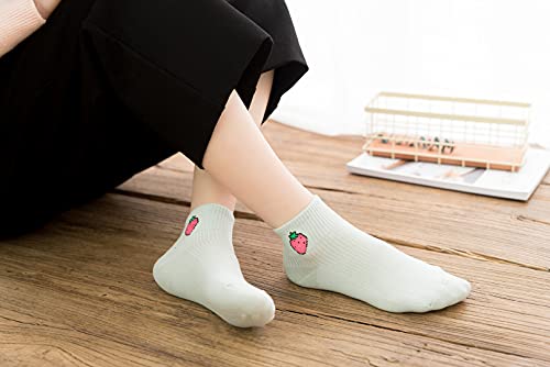 Joylife Ihauiue Fruit Embroidered Ankle Socks Cute Low Cut Socks For Women, Ladies, Girls, 10 Pack #TOP2