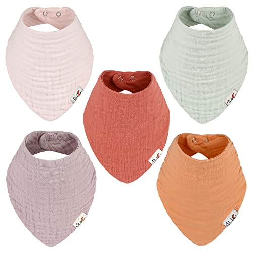 Image of Bedeca Muslin Baby Bibs, 100% Organic Cotton Baby Bandana Drool Bibs for Boy and Girls, Newborn Bib for Teething and Drooling