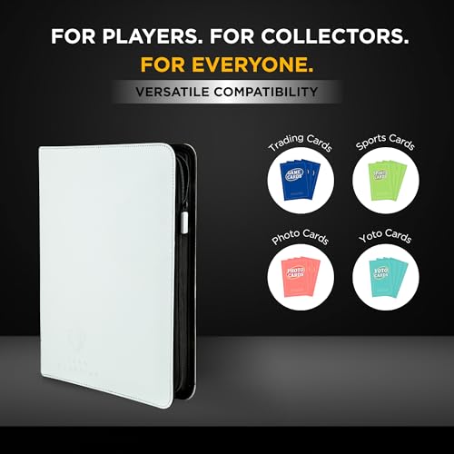 Image of Card Guardian - 9 Pocket Premium Binder with Zipper for 360 cards - side loading pockets for Trading Card Games TCG (White)