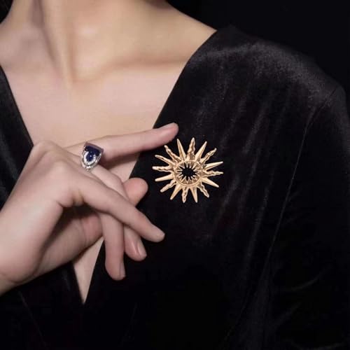 Image of MLEPUS Vintage Gold Sun Brooch Pin for Women Men Plated Fashion Dainty Stars Brooches Lapel Pins Hat Bag Dress Accessories Christmas Birthday Holiday Party Jewellery Gift