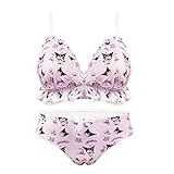 paloli Women Cute Lingerie Set Sweet Strawberry Bikini Wirless Bra and Panty - 100% Cotton