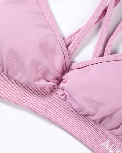 Image of AUROLA Mercury Workout Sports Bras Women Athletic Removable Padded Backless Strapy Minimal Crop Top