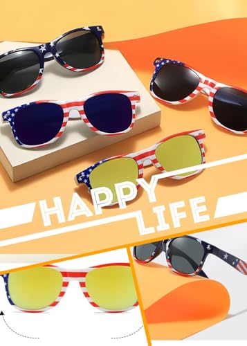 8-Pack American Flag Sunglasses, UV400 Patriotic Unisex for 4th of July Party Favors Bulk Accessories4