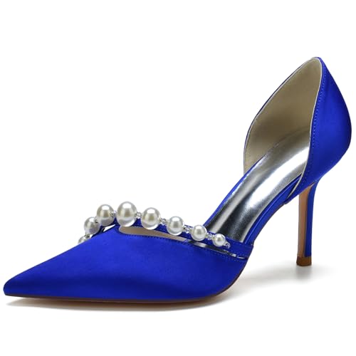Women's Pumps High Heels Pearls Closed Toe Stiletto Heel Evening Party Slip-on Wedding Comfortable Dress Shoes