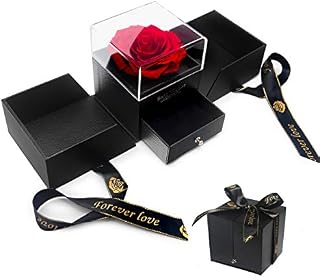 E-MANIS Beauty and the Beast Rose Handmade Preserved Rose Jewelry Gift Box Never Wilted Roses Eternal Flower for Lover Gift for Her on Valentine's Day Mother's Day Christmas Day