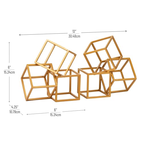 Set of 2 Mind Reader Geometric Cube Metal Bookends (Gold) - image 3