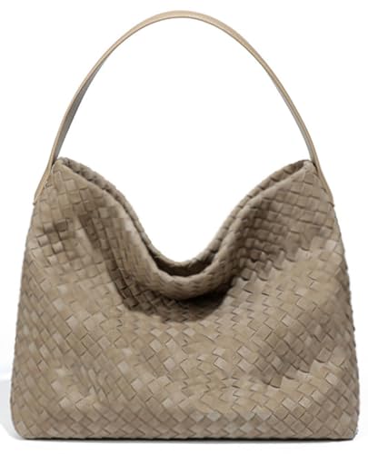 Bolso tejido de hombro para mujer de cuero vegano miniatura 1