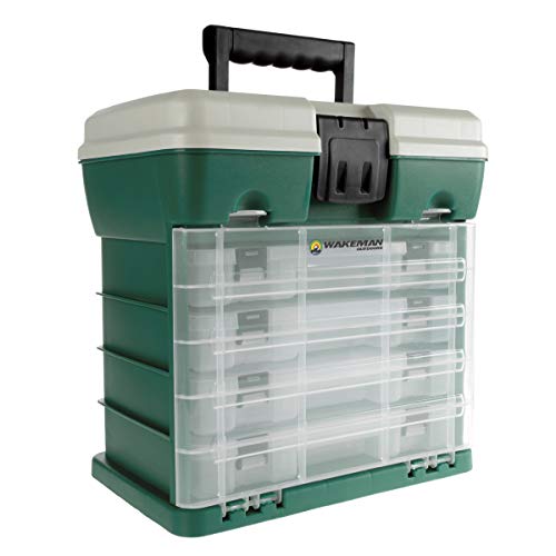 Wakeman 80-Fsh5035 Storage And Tool Box-Durable Organizer Utility Box-4 Drawers, 19 Compartments Each For Camping Supplies And Fishing Tackle By Outdoors (Green) #TOP5