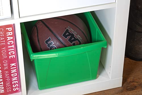 Image of Storex 5.5 Gallon Storage Bin with Lid - Plastic Classroom Organizer for Books and Supplies, Green, 6-Pack (62744U06C)