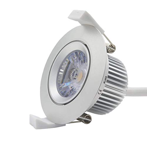 iluminize Foco LED: foco LED COB de alto voltaje 230 V, 6 W, luz blanca cálida 3000 K, 500 lúmenes, Ra 85, regulable TRIAC 5%-100%, 5 años de garantía (3000 K, 38° plateado) Cover