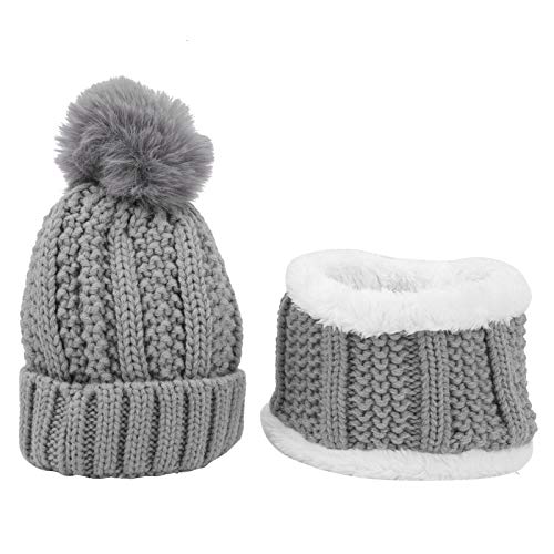 Baby warme Strickmütze, Neugeborene Strickmütze, Kinderwolle, gestrickt, Kleinkind, Häkelmütze, Beanie-Mütze für Mädchen und Jungen(Grau) Cover