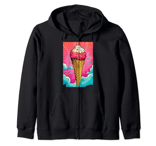 Gaufrier glacé cornet de glace glace pop art vintage rétro glacé café glacé Sweat à Capuche