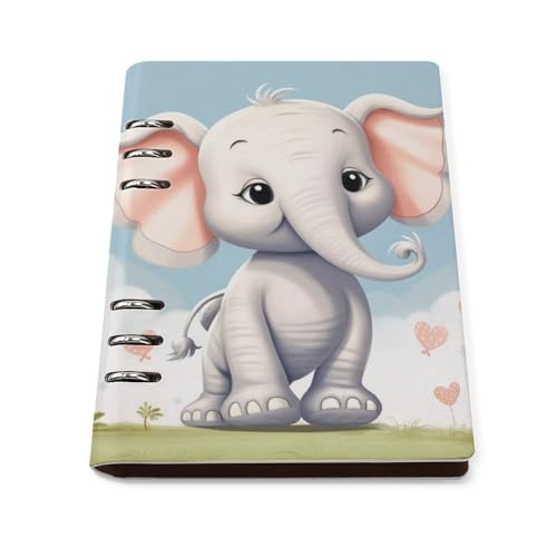 Carnet A5 en cuir synthétique avec motif éléphant élégant et rechargeable