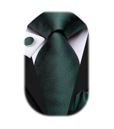 Image of Dubulle Mens Paisley Striped Tie Woven Necktie for Men and Handkerchief Cufflinks Set Wedding Formal Business