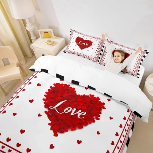 Linge de lit enfant noir et blanc avec housse de couette cœur