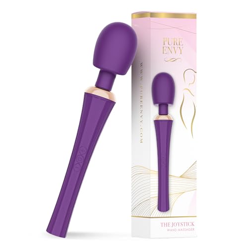 Pure Envy Joystick Powerful Wand Vibrator - 5 Vibration Modes & 3 Speeds, Ultra-Quiet Rechargeable Waterproof Silicone Wand Massager for Adults – Premium Magic Wand Sex Toy for Women & Men, Purple